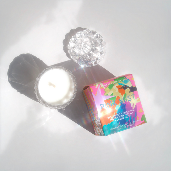 Aurora Mini Candle - Pink Mist - Bergamot Lemonade, Fallen Pink Petals + Linen Musk