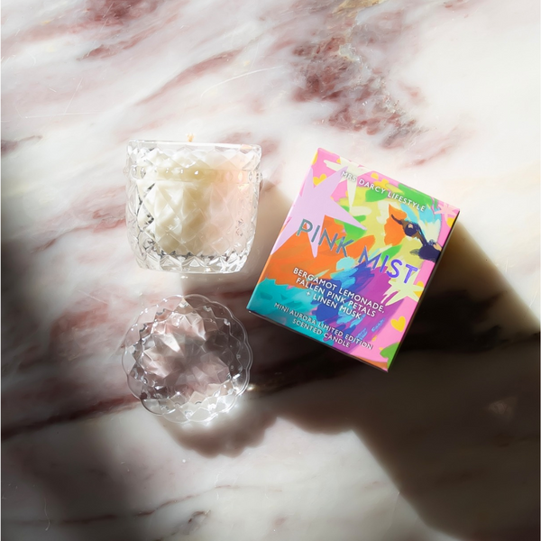 Aurora Mini Candle - Pink Mist - Bergamot Lemonade, Fallen Pink Petals + Linen Musk