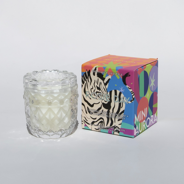 Aurora Mini Candle - Rosie Day - Climbing Rose, Green Leaf + Blooming Blush Peony