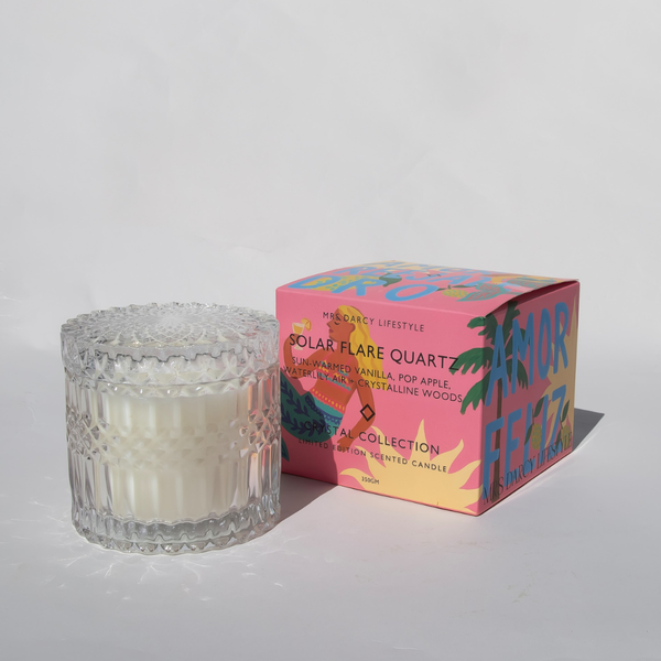 Candle Solar Flare Quartz - Sun-Warmed Vanilla, Pop Apple, Waterlily Air + Crystalline Woods