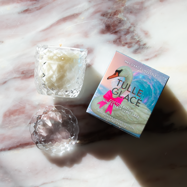 Aurora Mini Candle - Tulle Glacé - Cotton Bloom, White Tea + Glass Lake