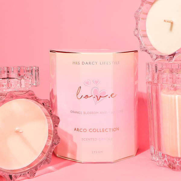 Arco Candle - Love - Orange Blossom + Pink Roses