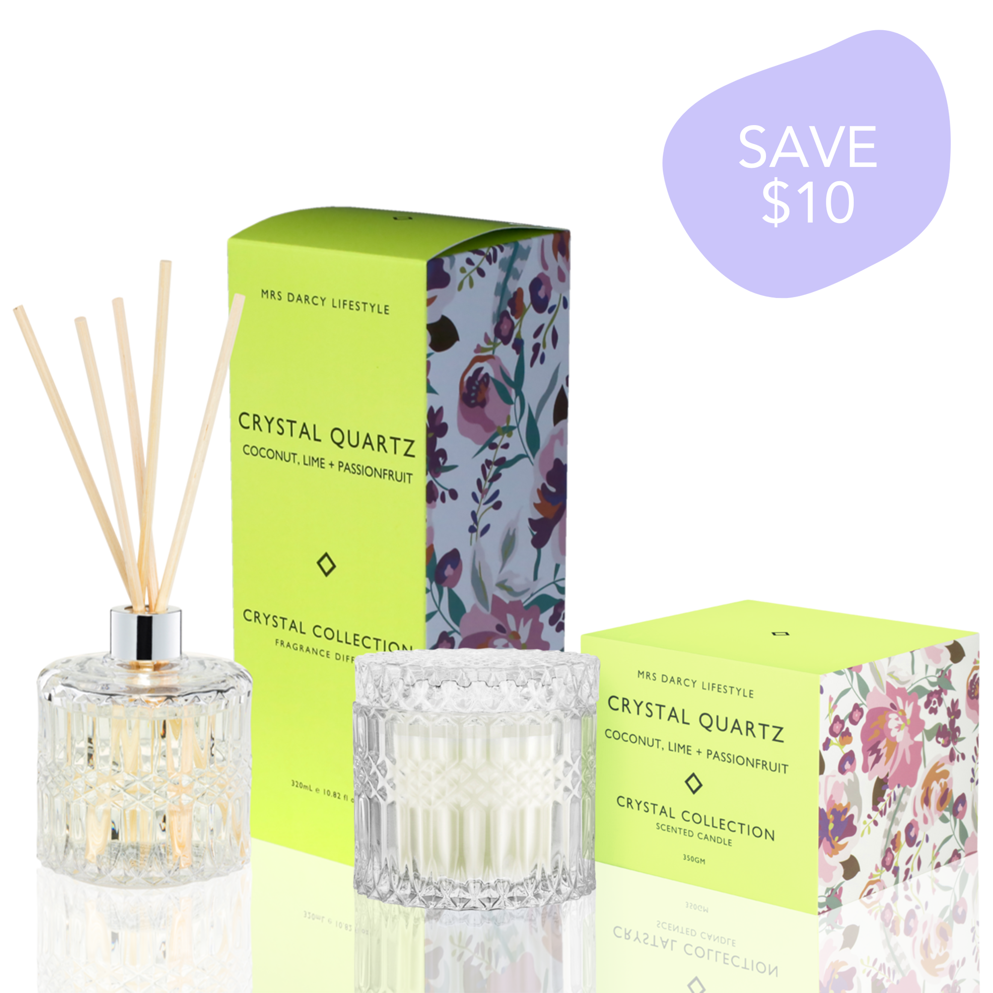 PERFECT PAIR - Crystal Quartz - Crystal Candle + Diffuser Set – MRS DARCY