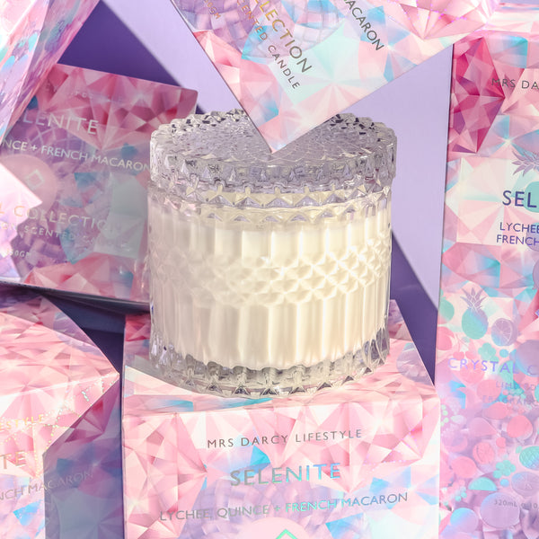 Candle Selenite - Lychee, Quince + French Macaron