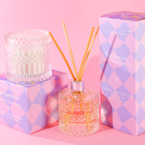 PERFECT PAIR - Pink Diamond - Crystal Candle + Diffuser Set