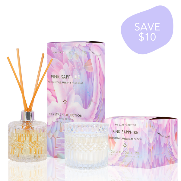 PERFECT PAIR - Pink Sapphire - Crystal Candle + Diffuser Set